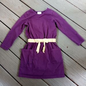 Hanna Andersson Girl Size 120 (US 6-7) Purple Dress with Yellow Belt 935